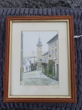Rare Mike Knight  1980's Hay-on-Wye, Lion Street & Clock Tower Excellent Cond.