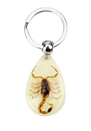 Amber resin scorpion keychain - amber,