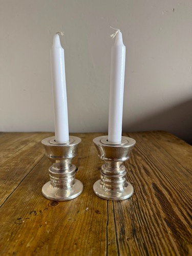 Pair heavy pewter - pewter, candlesticks