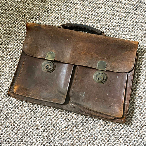 Vintage brown leather school - brown,