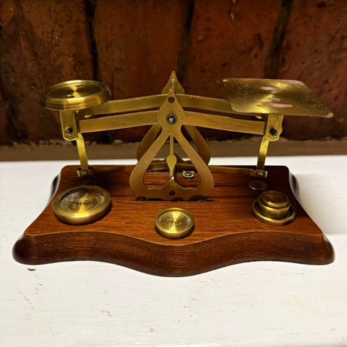 Antique brass postal scales - postal,