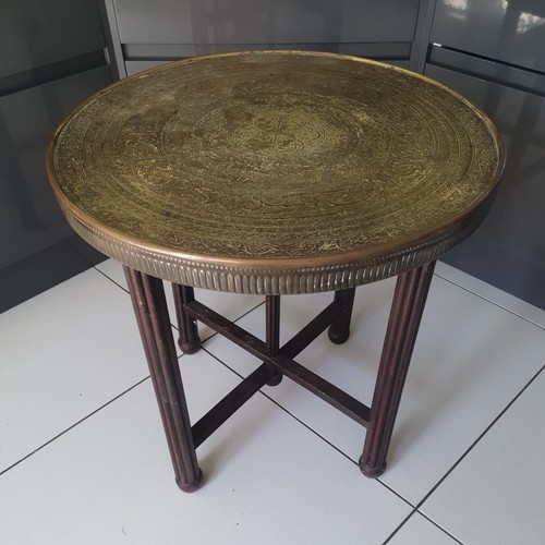 Vintage brass moroccan table - brass,