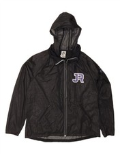 ADIDAS Womens Graphic Hooded Rain Jacket UK 20/22 XL Black Spotted DI51