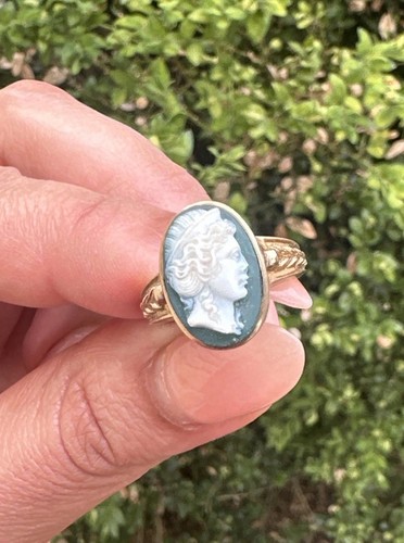Antique 14k gold cameo ring - antique,