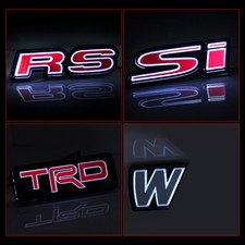 Car modification front grille label TRD /SI / M /RS badge LED light emblem