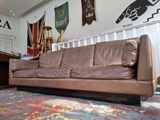 1970s Danish Leather 4 Seater Sofa By Thams Kvalitet. Vintage/Mid Century/Scandi