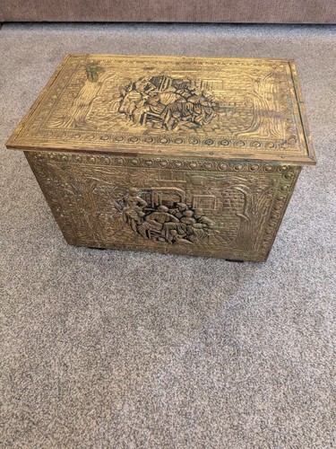 Vintage embossed brass - brass, &