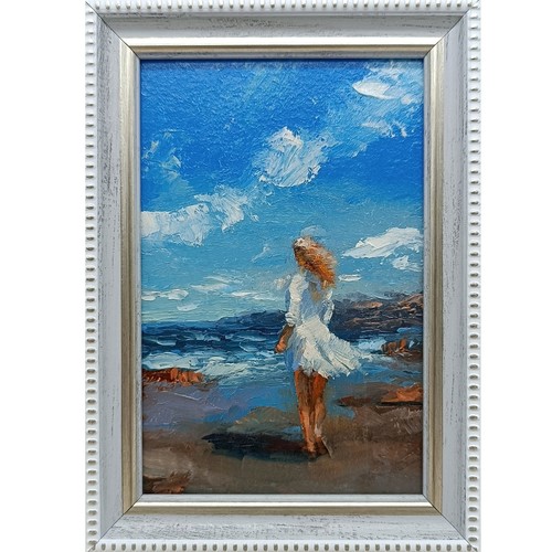Beach girl original oil - girl,