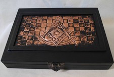 Masonic Freemasonry Symbols Chest, Masonic Gift Wooden Box, Masonic Symbols Art
