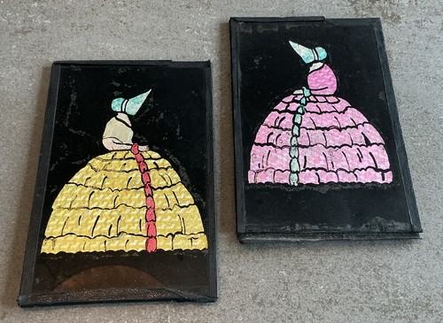Pair vintage reverse - pair, glass