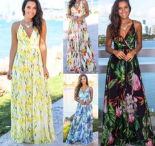Women Ladies Boho Floral Maxi
