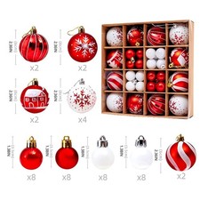 44PCS Large Christmas Baubles Xmas Tree Balls Decor Party Wedding Ornament Gifts