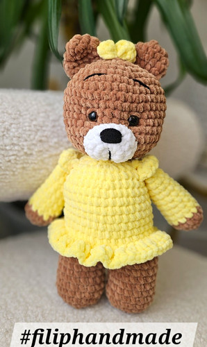 Handmade crocheted teddy bear - crocheted,