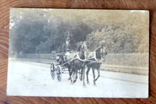 Postcard 2 Horse Carriage Unknown Location RP