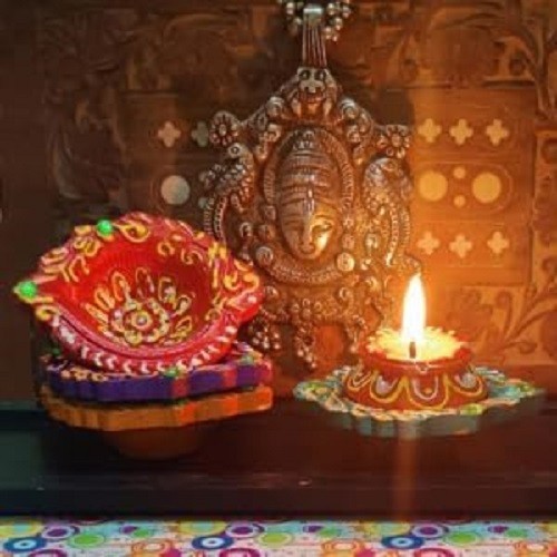 Decorative colorful diya - diya, (set