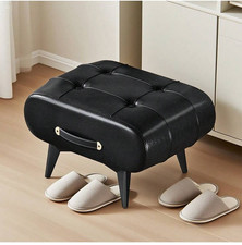 Black Square Faux Leather