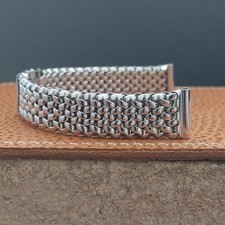 Vintage 16mm White Gold-Filled Mesh 1940s Kreisler Wonder Weave Watch Band