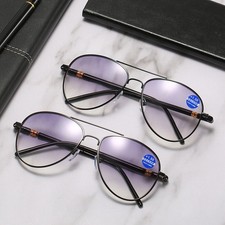 UK Mens Aviator Style Reading Glasses Spring Loaded Bifocal sunglasses 1.0-4.0