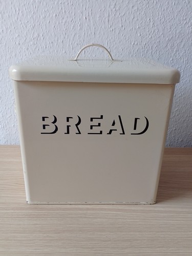 Bread bin large white enamel - bin,