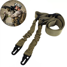 Tactical 2 Point Shoulder Adjustable Rifle Gun Sling Strap Hunting Bungee Belt