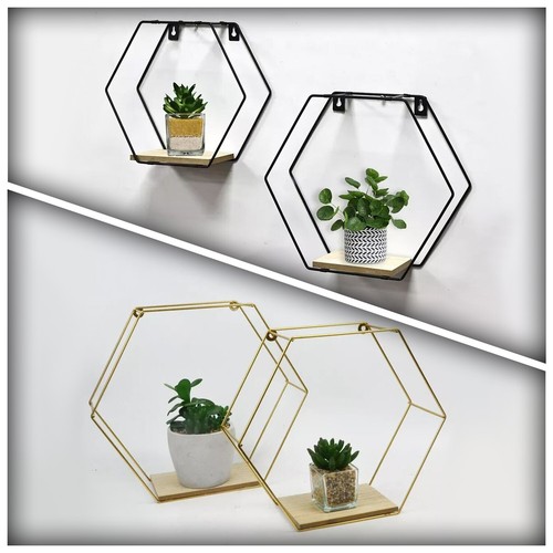 Set wall shelf - of, hexagonal