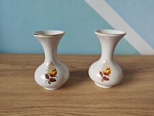 PAIR - Vintage Cornish Kernewek Pottery Goonhavern Yellow Rose Vase x2