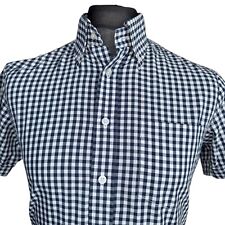 BRUTUS TRIMFIT Shirt Mens MEDIUM (40") Short Sleeve in Navy and White Check