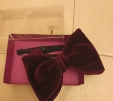 Vintage ACKO Red Velvet Bow Tie In Original Box ~ NEW OLD STOCK 