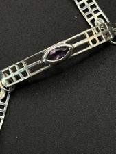 Charles Rennie Mackintosh Style Amethyst Bracelet 925 Sterling Silver 36cm appro