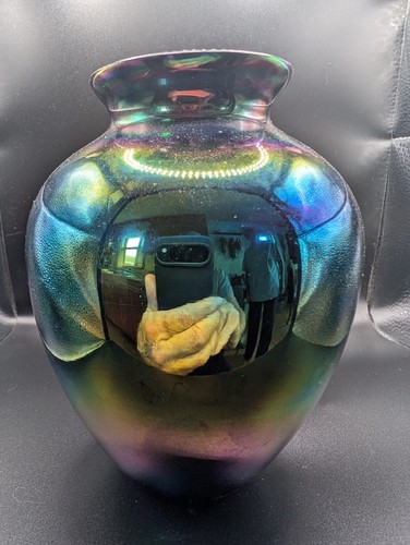 Vintage iridescent vase - iridescent, 6