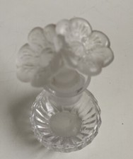 Stunning Hand Cut Crystal Perfume Bottle with Flower Stopper Possibly Puthod?