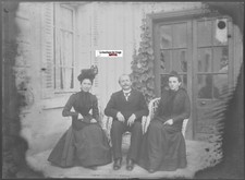 Men, Women, Loire, Glass Plate Old Photo, Black & White Negative 13x18 cm