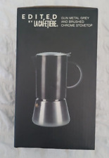 La Cafetiere Edited 4 Cup Gun Metal Grey & Brushed Chrome Stovetop - 5233010 NEW