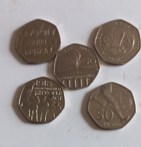 50p coin bundle 5x50p scouts - coin,