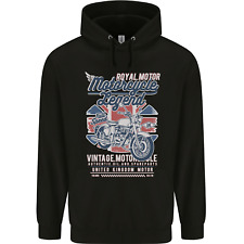 Motorcycle Legend Biker Union Jack British Mens 80% Cotton Hoodie