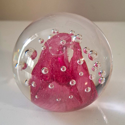 Clear pink glass paperweight - clear, &