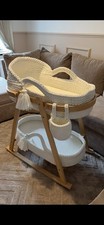 Handmade Crotchet Moses Basket with Stand and Changing Mat White