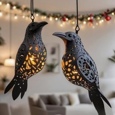 Gothic Raven Lamp Bird Night Light Crow Lantern Hanging Ornament Home Decor Gift