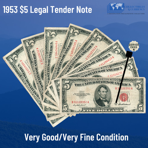One 1953 red seal 5 - ✔,