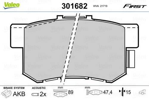 Valeo 301682 brake pad set - pad,