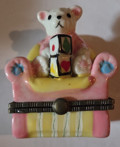 Odd box ceramic teddy bear - ceramic,