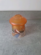 Rare Glass Boudoir Lampshade with Enamelled Country Scene