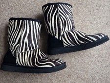 UGG ~ Classic Range Short Zebra Print Calf Hair Boots Sheepskin Lined UK 5
