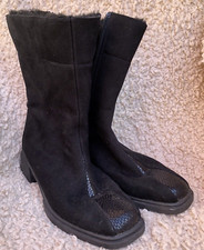 Rohde Women's Mid Calf Fur Top Suede Warm Sturdy Boots Rubber Sole Size UK5 VGC