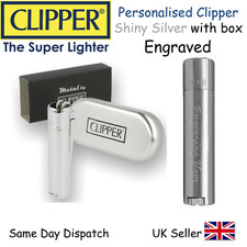 PERSONALISED ENGRAVED METAL CLIPPER LIGHTER - BLACK BLUE GOLD Christmas Gift