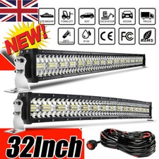 32 INCH Curved Straight OFFROAD LED WORK LIGHT BAR TRI ROW Wiring harness PK 52
