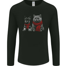 Dog & Cat in Scarves German Shepherd Mens Long Sleeve T-Shirt