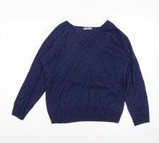 Marks and Spencer Women’s Blue V-Neck Angora Blend Jumper Size 12
