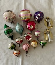 Vintage Christmas Decorations~Small Lot Glass & Foil Tree Baubles/Ornaments x16