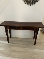 Solid Wood Hallway Console Table with 2 Drawers Hallway Table Dark Mahogany
